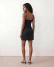 Party Mini Dress Women Spaghetti Strap Low Back Side Slit Fitted