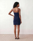 Party Mini Dress Women Spaghetti Strap Low Back Side Slit Fitted