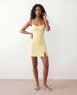 Party Mini Dress Women Spaghetti Strap Low Back Side Slit Fitted