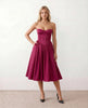 Strapless Midi Dress Women Sweetheart Corset Pleated Cocktail