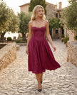 Strapless Midi Dress Women Sweetheart Corset Pleated Cocktail