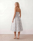 Strapless Midi Dress Women Sweetheart Corset Pleated Cocktail