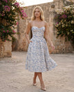 Strapless Midi Dress Women Sweetheart Corset Pleated Cocktail