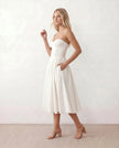 Strapless Midi Dress Women Sweetheart Corset Pleated Cocktail