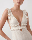 Crochet Maxi Dress Women Cocktail Open Back Mermaid V-Neck