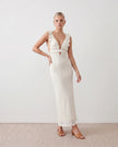 Crochet Maxi Dress Women Cocktail Open Back Mermaid V-Neck