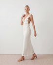 Crochet Maxi Dress Women Cocktail Open Back Mermaid V-Neck
