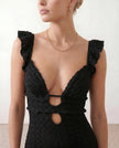Crochet Maxi Dress Women Cocktail Open Back Mermaid V-Neck