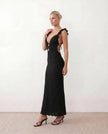Crochet Maxi Dress Women Cocktail Open Back Mermaid V-Neck