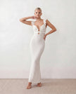 Crochet Maxi Dress Women Cocktail Open Back Mermaid V-Neck