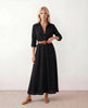 Maxi Dress Women V-Neck Button Front Long Sleeve Belted