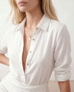 Maxi Dress Women V-Neck Button Front Long Sleeve Belted