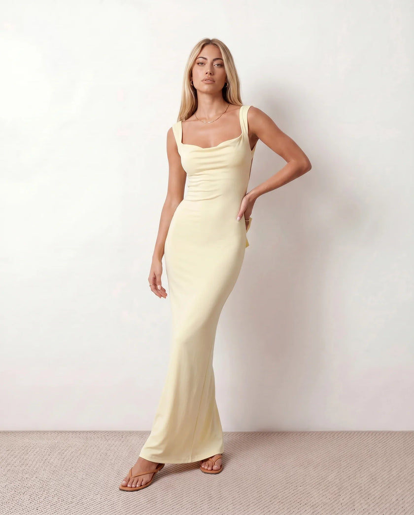 Maxi Dress Women Cowl Neck Backless Bodycon Cocktail