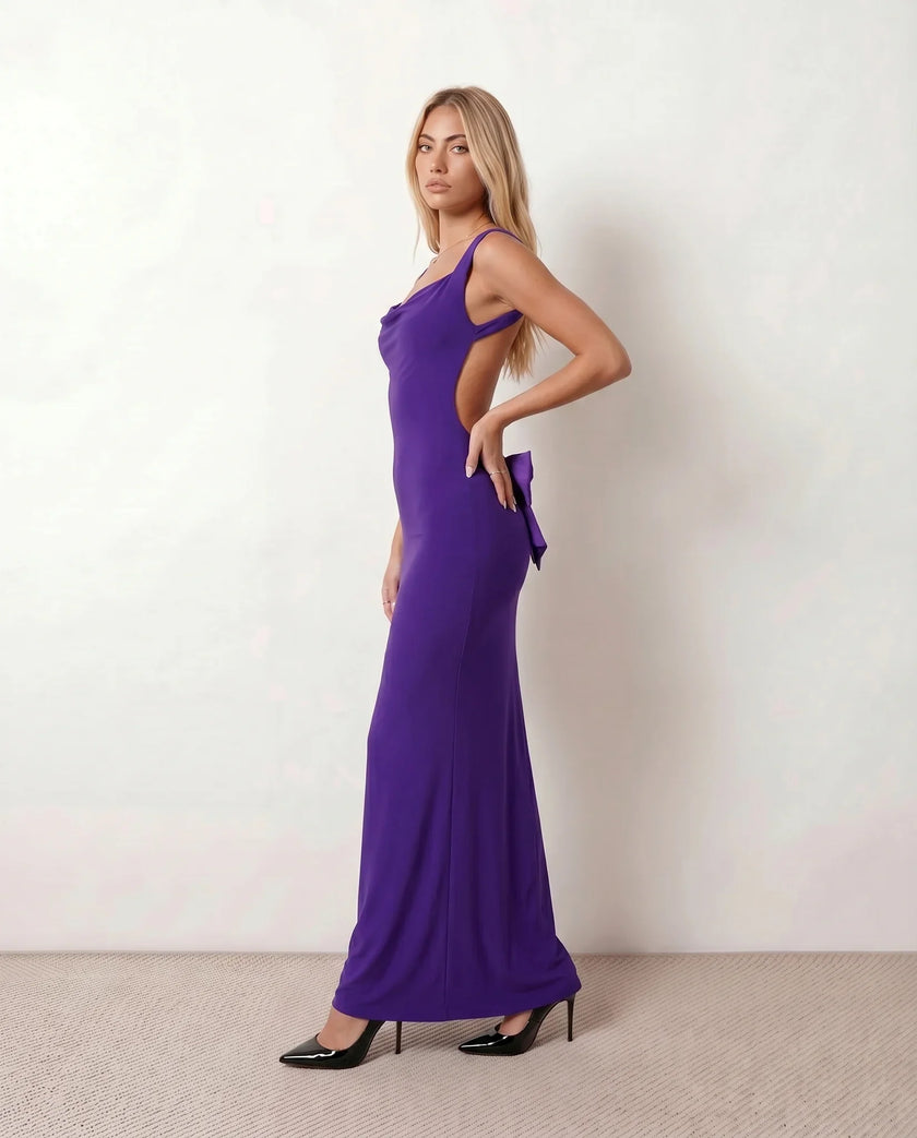 Maxi Dress Women Cowl Neck Backless Bodycon Cocktail
