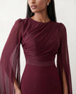 Mermaid Maxi Dress Women Wedding Guest Chiffon Lace-Up Long Sleeve
