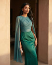 Mermaid Maxi Dress Women Wedding Guest Chiffon Lace-Up Long Sleeve