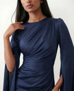 Mermaid Maxi Dress Women Wedding Guest Chiffon Lace-Up Long Sleeve