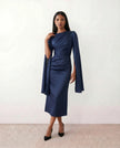 Mermaid Maxi Dress Women Wedding Guest Chiffon Lace-Up Long Sleeve