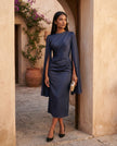 Mermaid Maxi Dress Women Wedding Guest Chiffon Lace-Up Long Sleeve