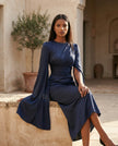 Mermaid Maxi Dress Women Wedding Guest Chiffon Lace-Up Long Sleeve