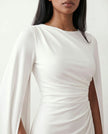 Mermaid Maxi Dress Women Wedding Guest Chiffon Lace-Up Long Sleeve
