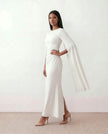 Mermaid Maxi Dress Women Wedding Guest Chiffon Lace-Up Long Sleeve