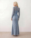Lace Maxi Dress Women, Wedding Guest Mermaid Corset Long Sleeve