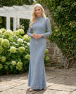 Lace Maxi Dress Women, Wedding Guest Mermaid Corset Long Sleeve