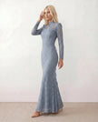 Lace Maxi Dress Women, Wedding Guest Mermaid Corset Long Sleeve