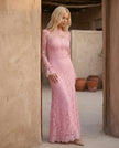 Lace Maxi Dress Women, Wedding Guest Mermaid Corset Long Sleeve