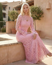 Lace Maxi Dress Women, Wedding Guest Mermaid Corset Long Sleeve