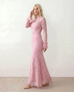 Lace Maxi Dress Women, Wedding Guest Mermaid Corset Long Sleeve