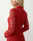 Lace Maxi Dress Women, Wedding Guest Mermaid Corset Long Sleeve