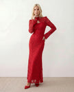Lace Maxi Dress Women, Wedding Guest Mermaid Corset Long Sleeve