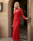Lace Maxi Dress Women, Wedding Guest Mermaid Corset Long Sleeve