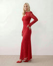 Lace Maxi Dress Women, Wedding Guest Mermaid Corset Long Sleeve