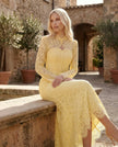 Lace Maxi Dress Women, Wedding Guest Mermaid Corset Long Sleeve