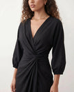 Maxi Dress Women, Wedding Guest Wrap V-Neck Tie-Back Long Sleeve