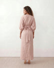 Maxi Dress Women, Wedding Guest Wrap V-Neck Tie-Back Long Sleeve