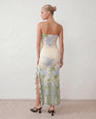 Maxi Dress Women Strapless Floral Square Neck Fitted Wedding Guest