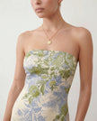 Maxi Dress Women Strapless Floral Square Neck Fitted Wedding Guest
