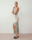 Maxi Dress Women Strapless Floral Square Neck Fitted Wedding Guest