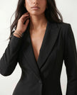 Blazer Midi Dress Women V-Neck Button-Front Back Slit Cocktail