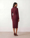 Blazer Midi Dress Women V-Neck Button-Front Back Slit Cocktail
