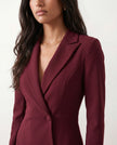 Blazer Midi Dress Women V-Neck Button-Front Back Slit Cocktail