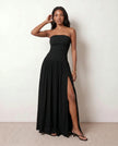 Maxi Dress Women Strapless A-Line Smocked Wedding Guest