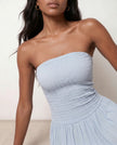 Maxi Dress Women Strapless A-Line Smocked Wedding Guest