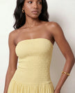 Maxi Dress Women Strapless A-Line Smocked Wedding Guest