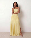 Maxi Dress Women Strapless A-Line Smocked Wedding Guest