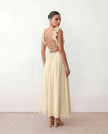 Wedding Guest Midi Dress Women V-Neck Lace-Up Back A-Line